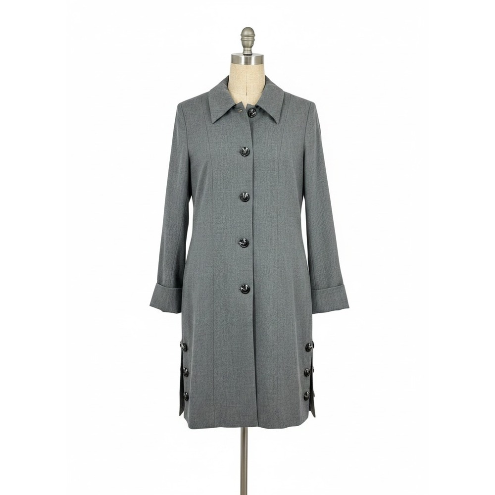 Peace Love & Rock N Roll 20H Threads‎ Wool Coat Grey Long Pea Coat Small